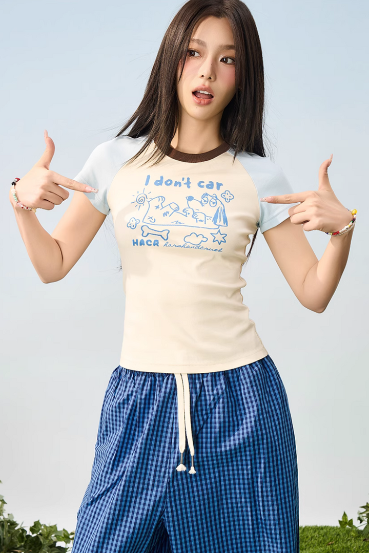 Pastel Dog Sketch Raglan Tee