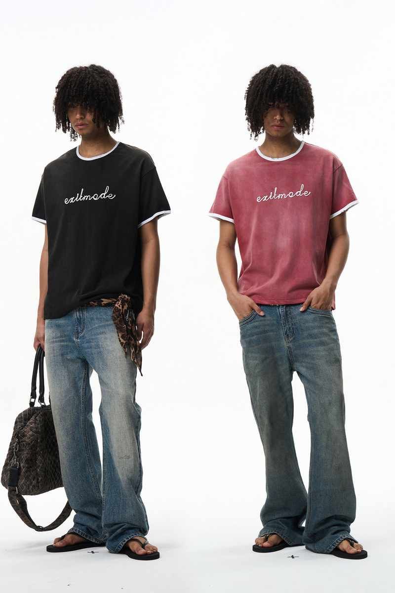 Contrast Rope Embroidered T-Shirt