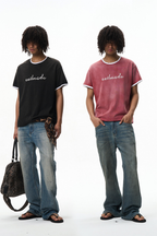 Contrast Rope Embroidered T-Shirt