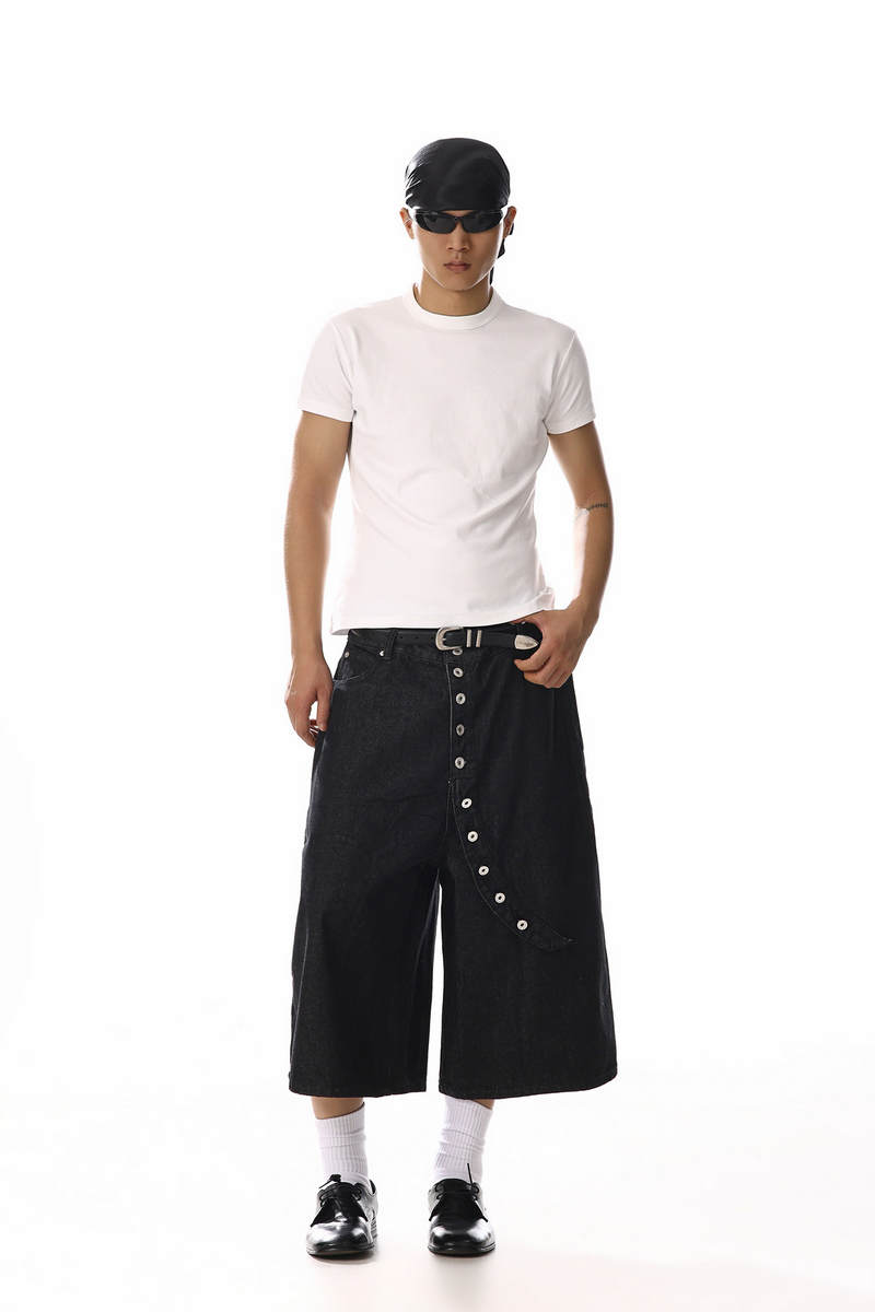 Button Front Cropped Jeans