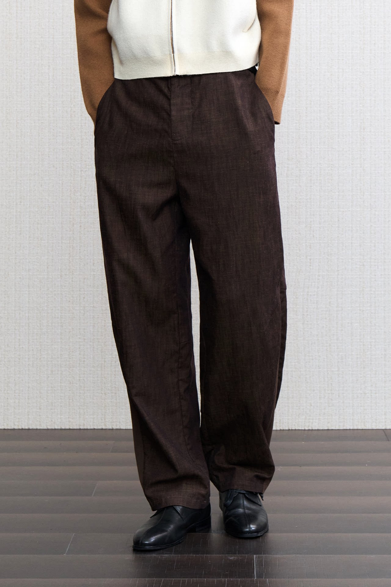 Textured Ribbed Straight Trousers