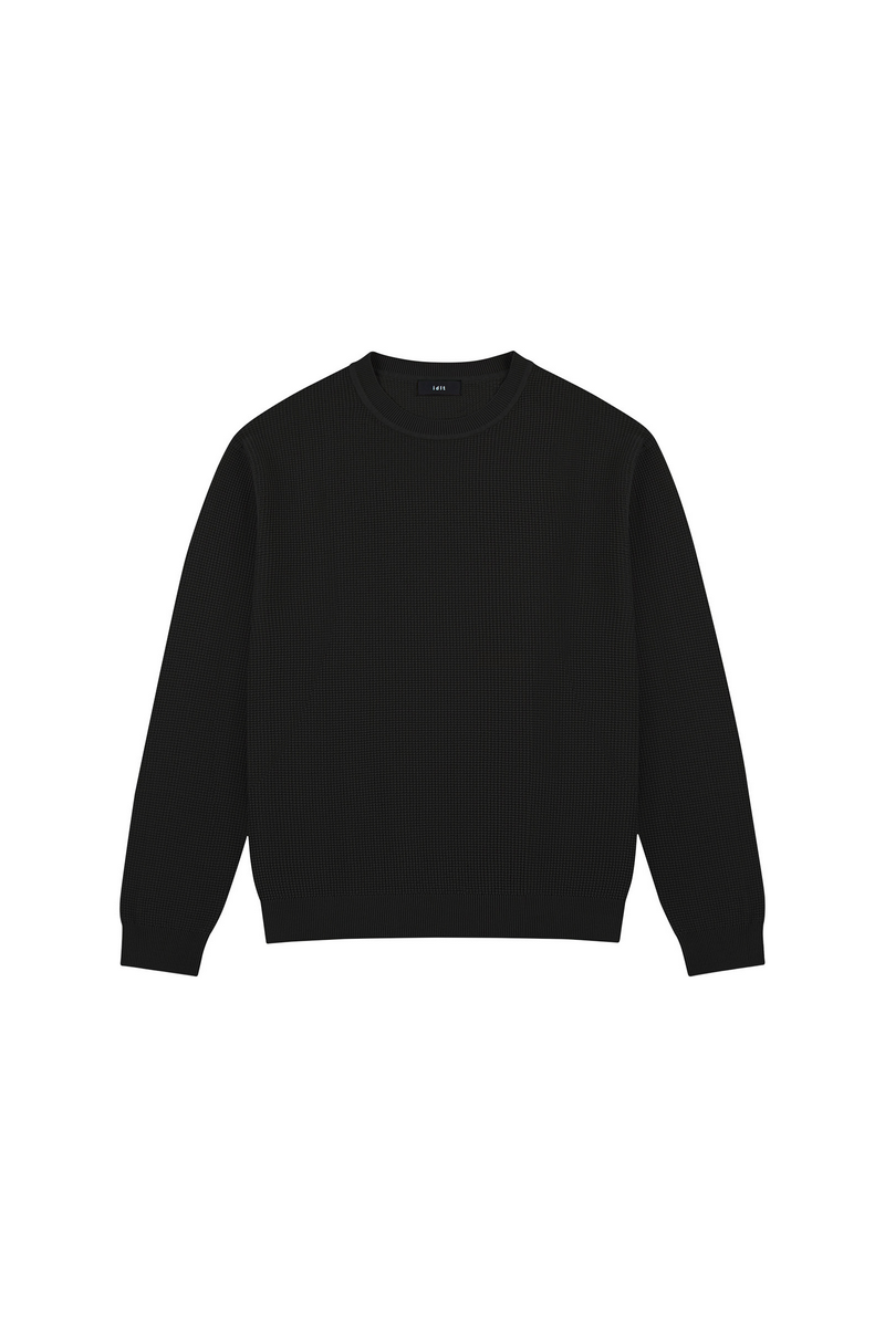Waffle Knit Crewneck Sweater