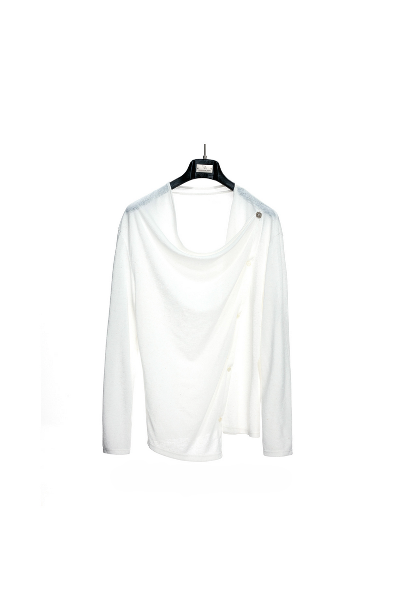 Textured Asymmetric Button Top