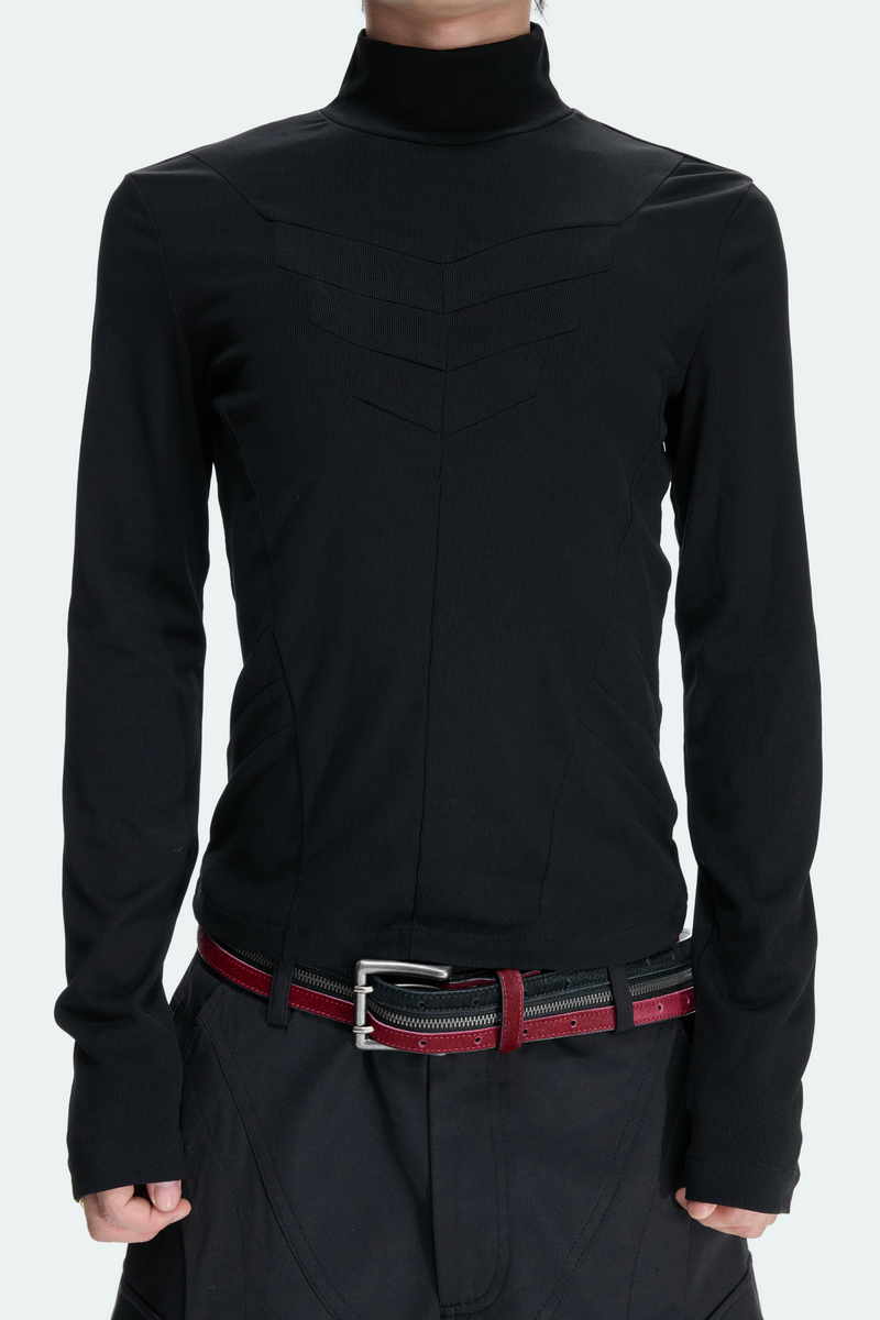 Mock Neck Sculpted Top