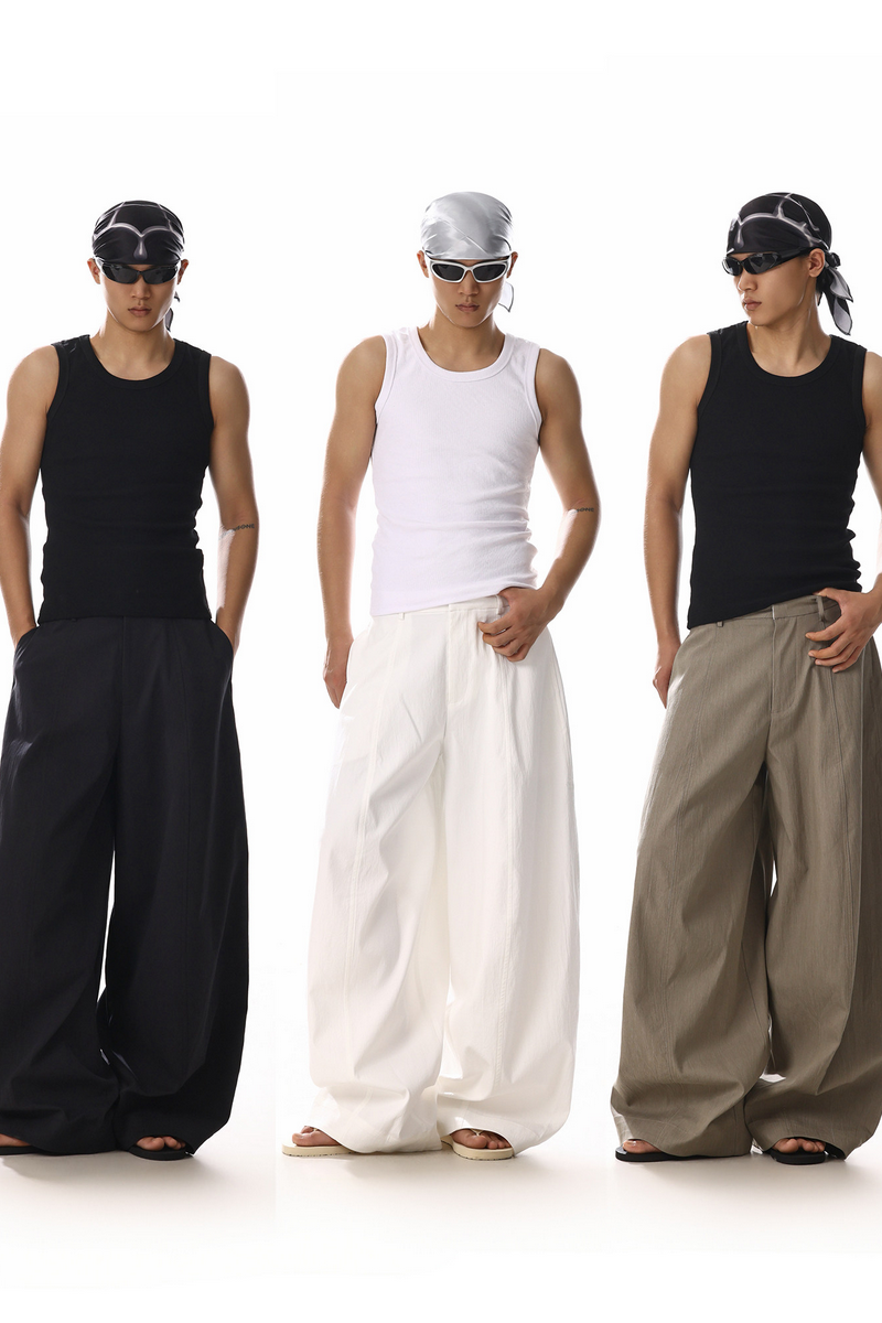Relaxed Draped Wide Leg Trousers