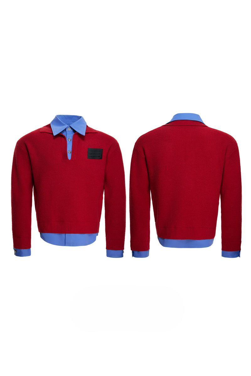 Layered Shirt Knit Sweater