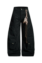 Deconstructed Multi Pocket Cargo Pants - Black