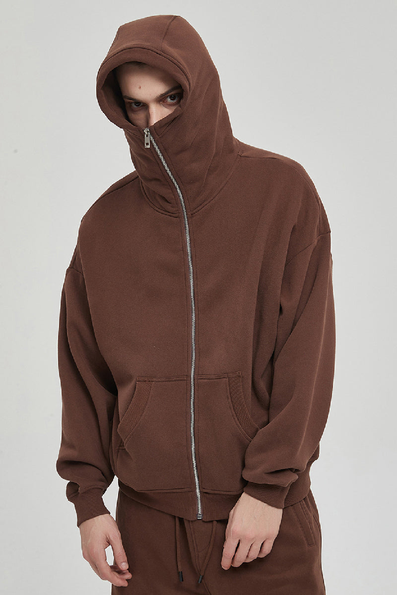 High Collar Zip-Up Hoodie