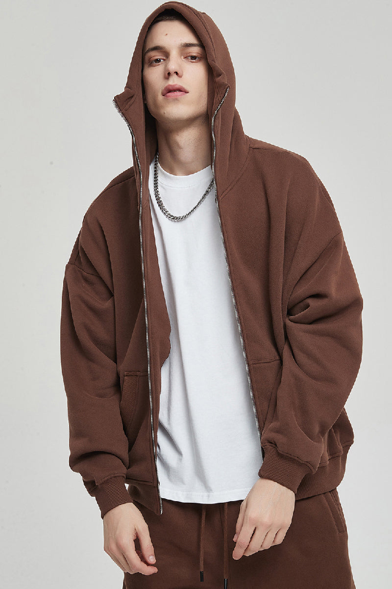 High Collar Zip-Up Hoodie