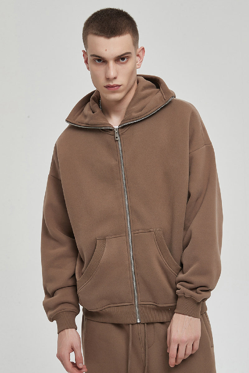 High Collar Zip-Up Hoodie