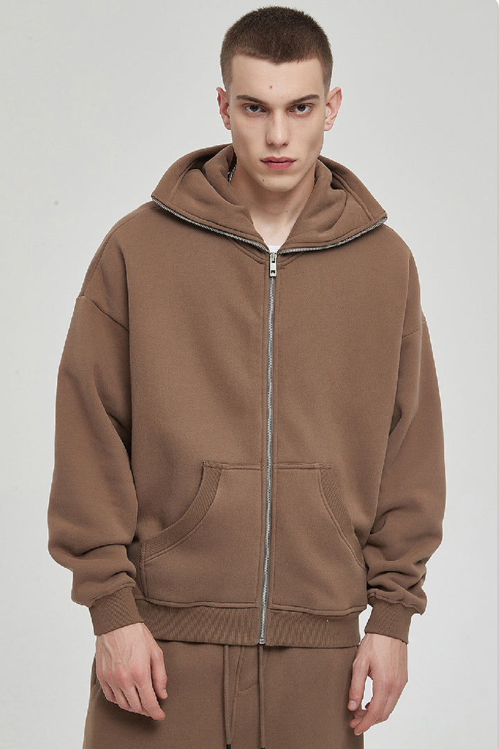 High Collar Zip-Up Hoodie