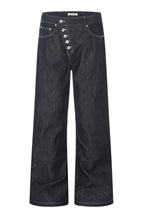 Diagonal Button Raw Jeans – Raw Indigo – front product view