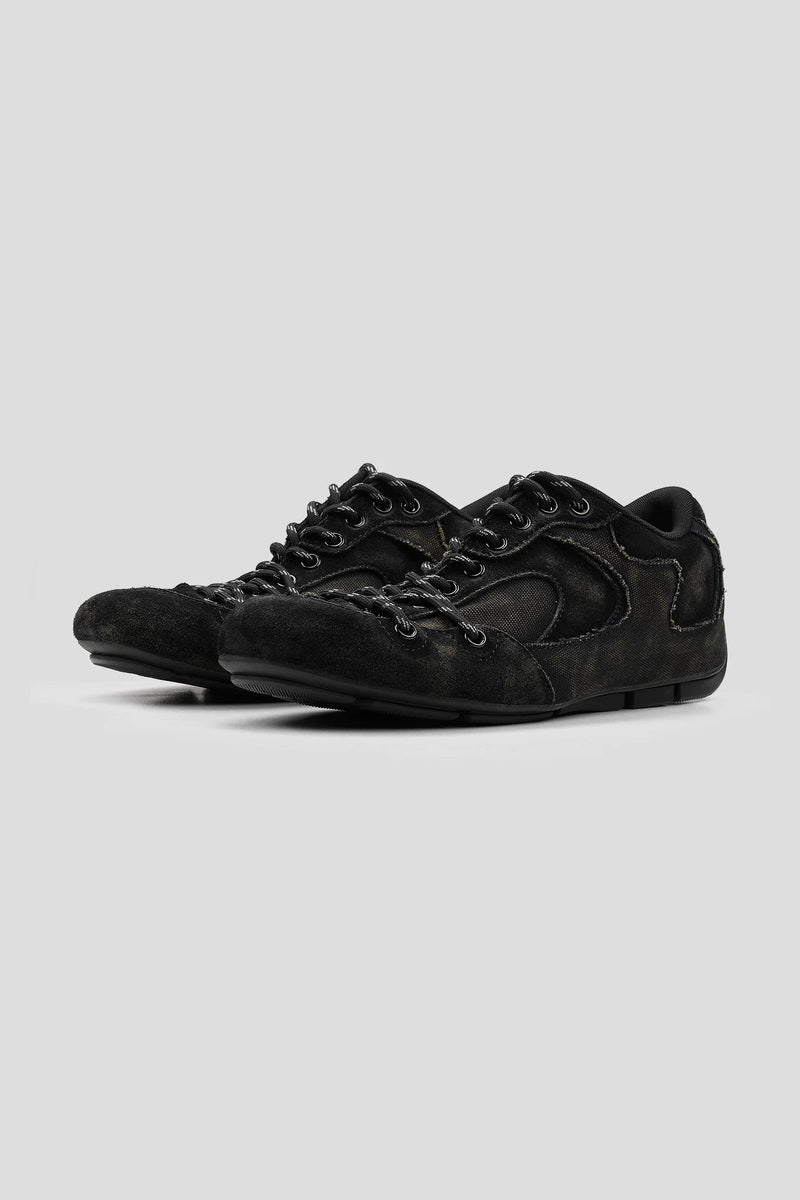 Distressed Canvas Panel Sneakers - Black - view 2