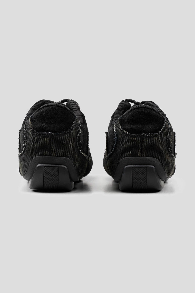 Distressed Canvas Panel Sneakers - Black - view 3
