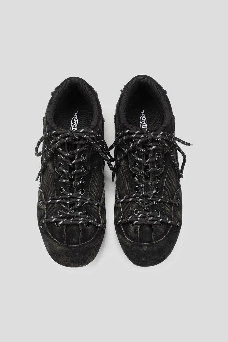 Distressed Canvas Panel Sneakers - Black - view 5