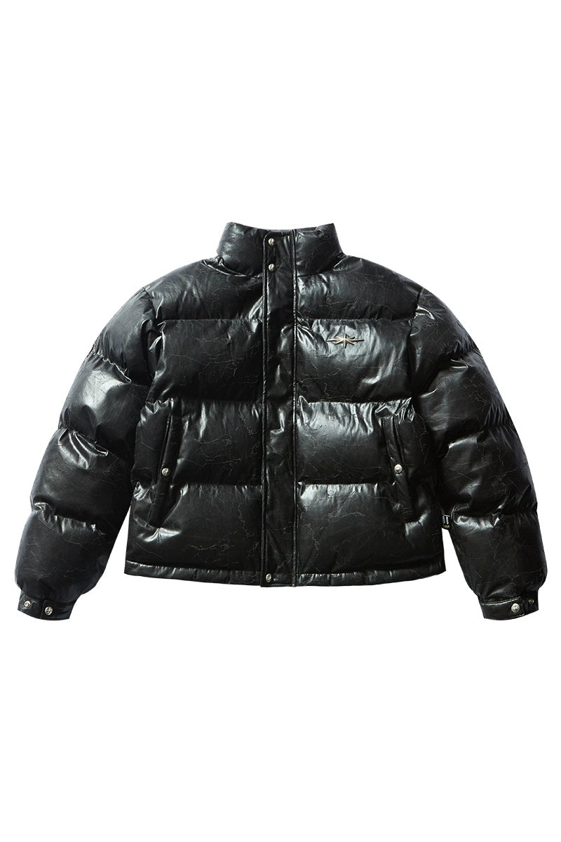 Cracked Pattern Puffer Jacket