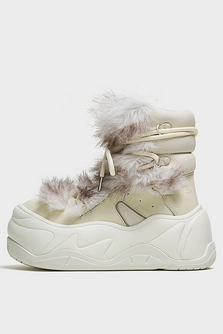 Beige Faux-Fur Snow Boots