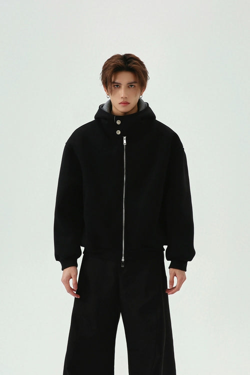 Dual Zip Hooded Sweatshirt Jacket
