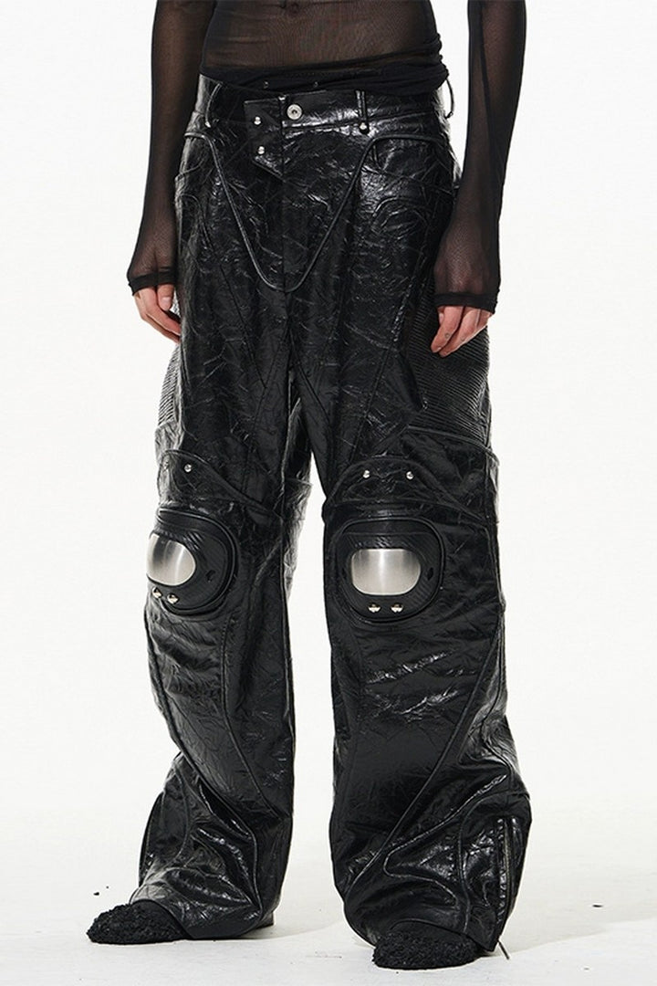 Metal Armor Embossed Biker Pants