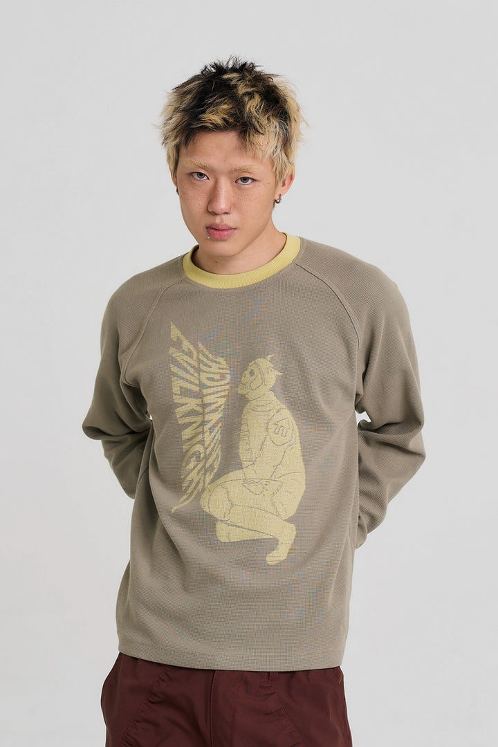 Graphic Waffle Knit Long Sleeve