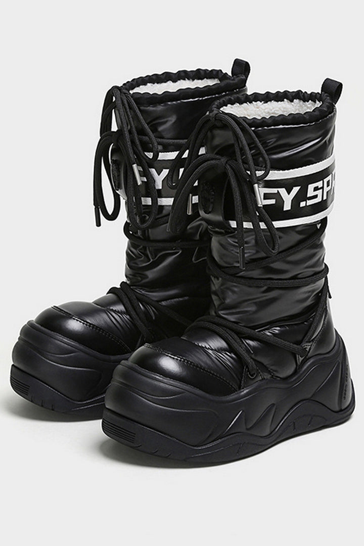 Black Waterproof Snow Boots