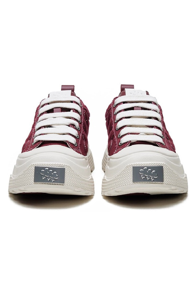 Bordeaux Retro Canvas Low-Top Sneakers