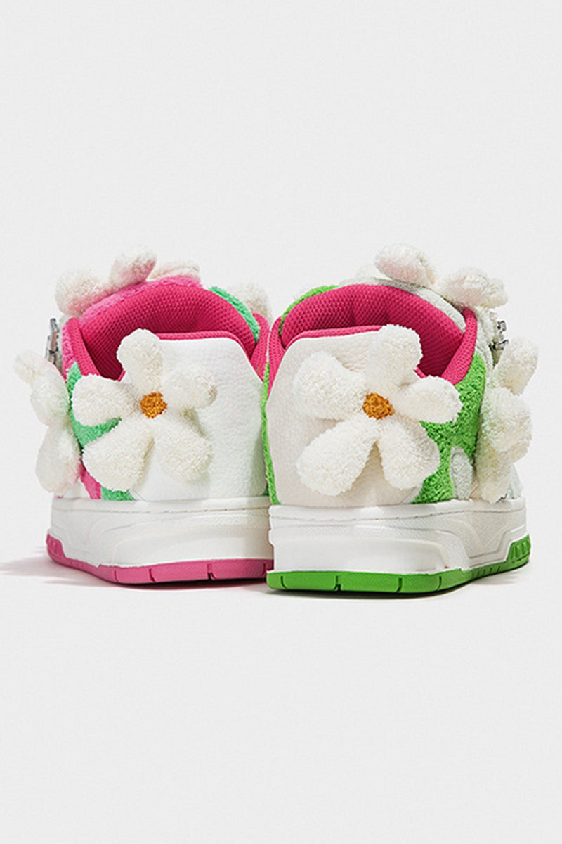 Sherpa Patchwork Flower Sneakers