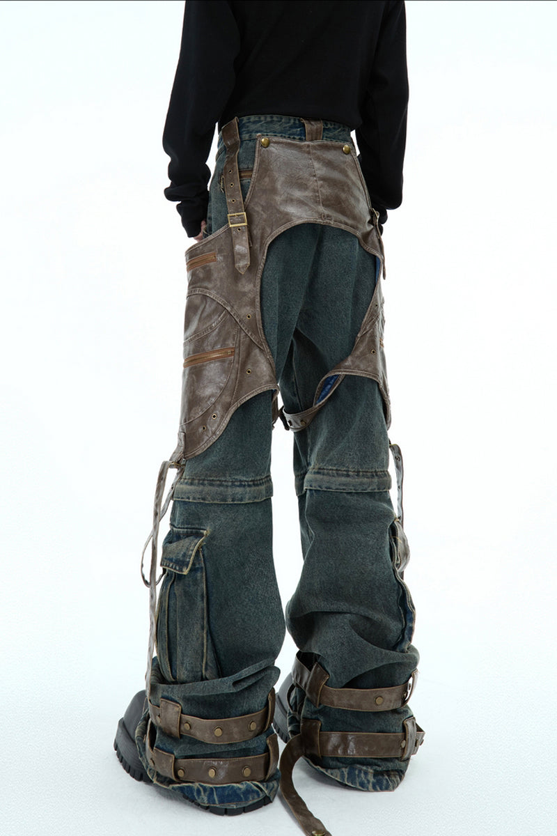 Detachable Patchwork Vintage Jeans