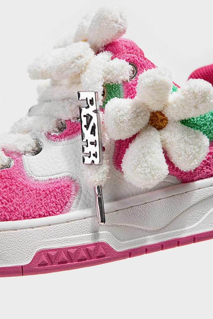 Sherpa Patchwork Flower Sneakers