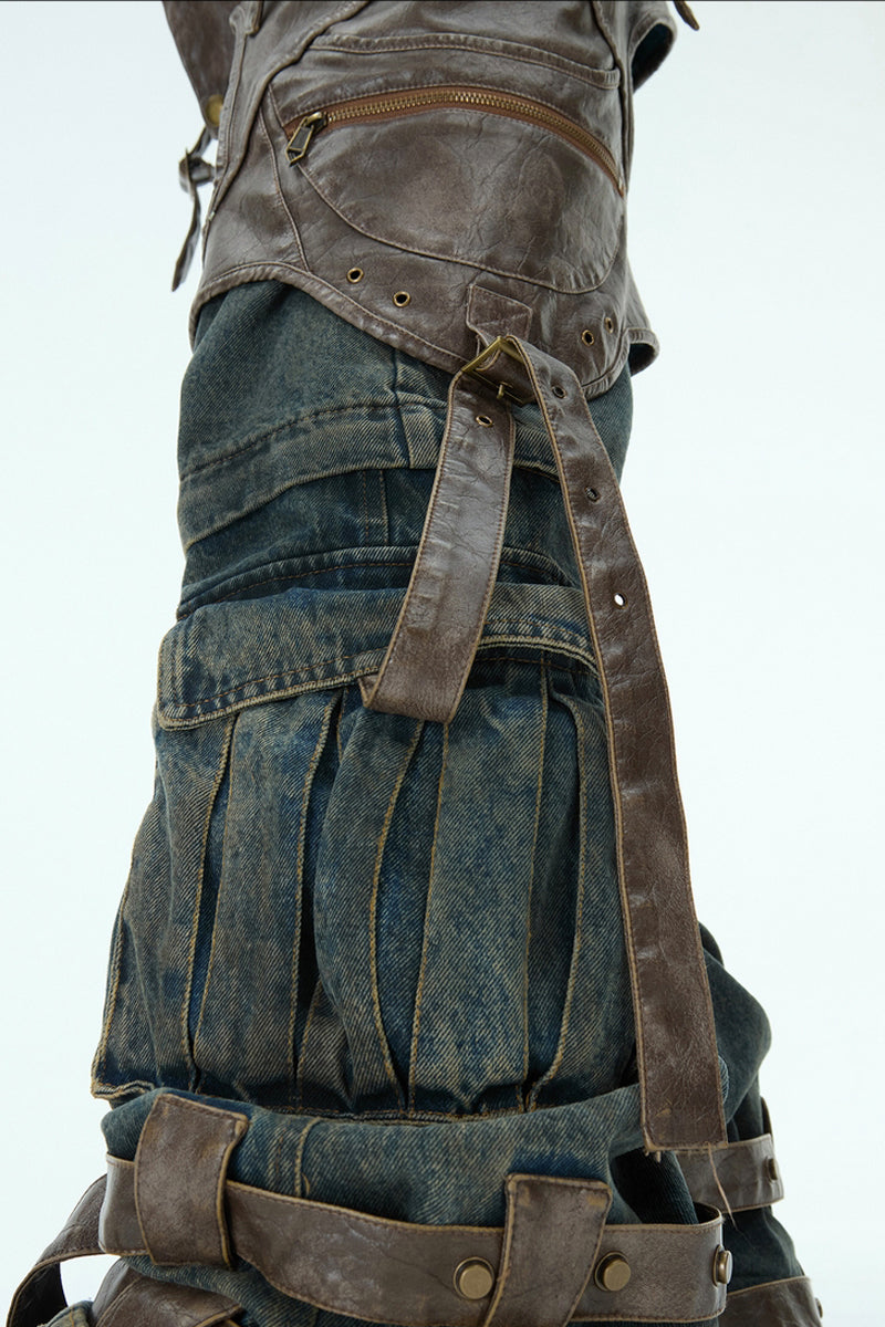 Detachable Patchwork Vintage Jeans