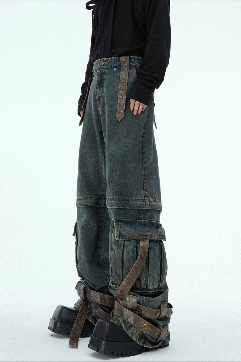 Detachable Patchwork Vintage Jeans