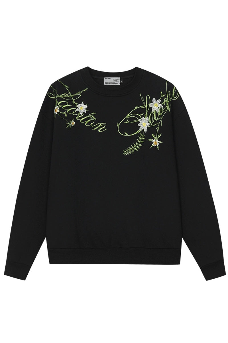 Plant Motif Crewneck Sweatshirt