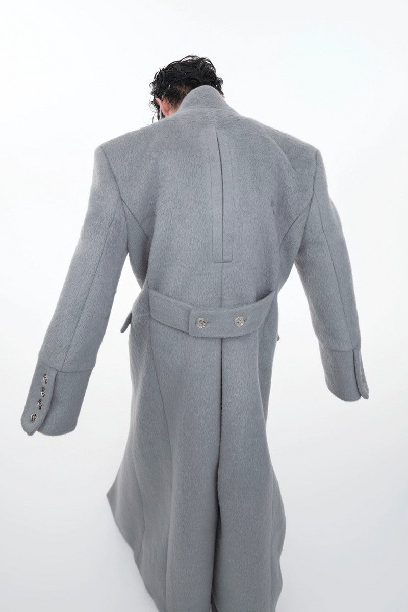 Metal Clasp Oversized Wool Overcoat