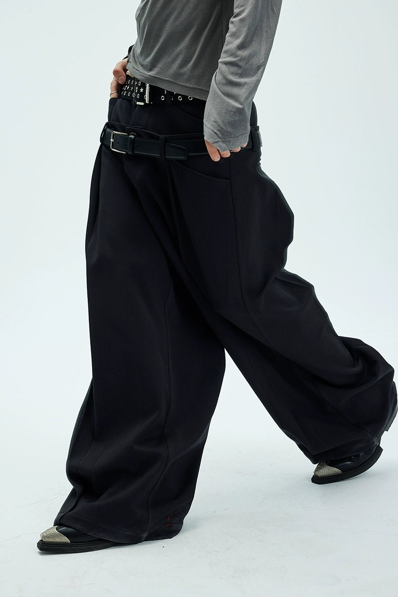 Double Waistband Baggy Trousers