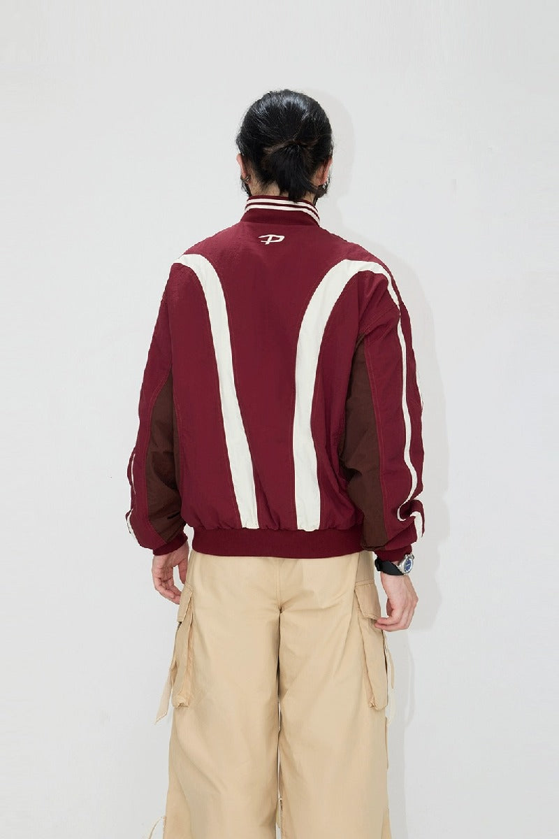 Vintage Red Colorblock Windbreaker