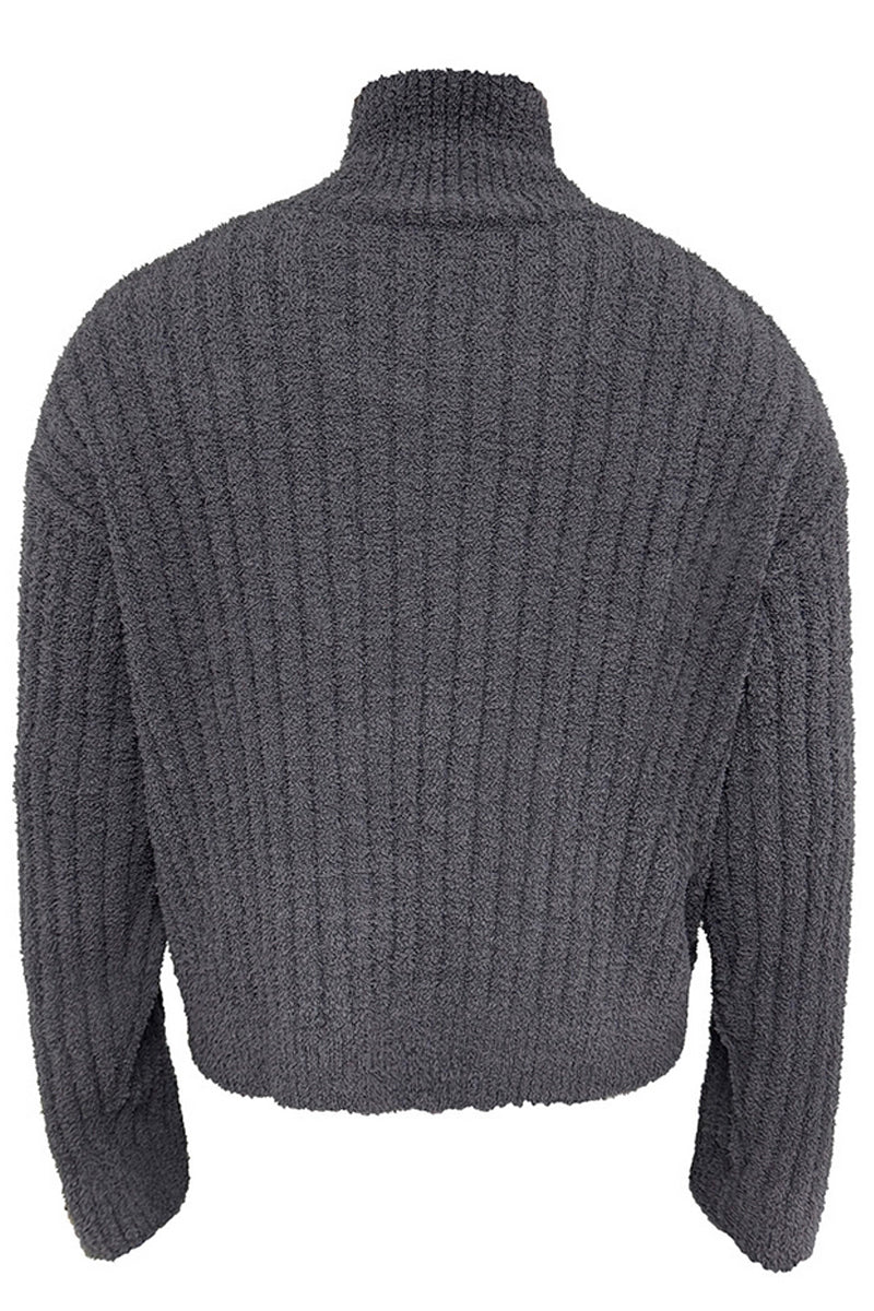 Textured Shawl Collar Sweater