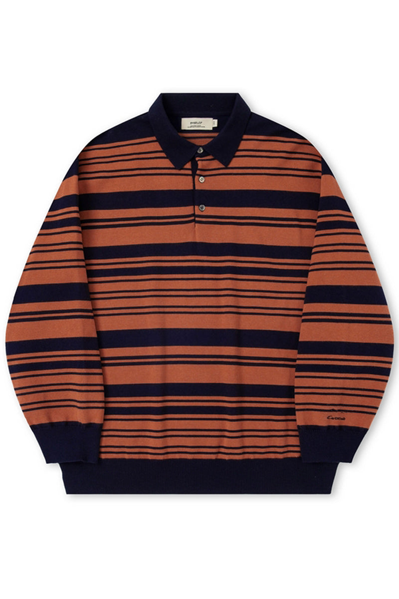 Striped Knit Polo Shirt