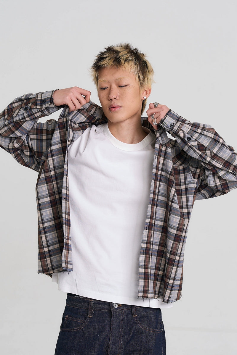 Plaid Frayed Edge Shirt