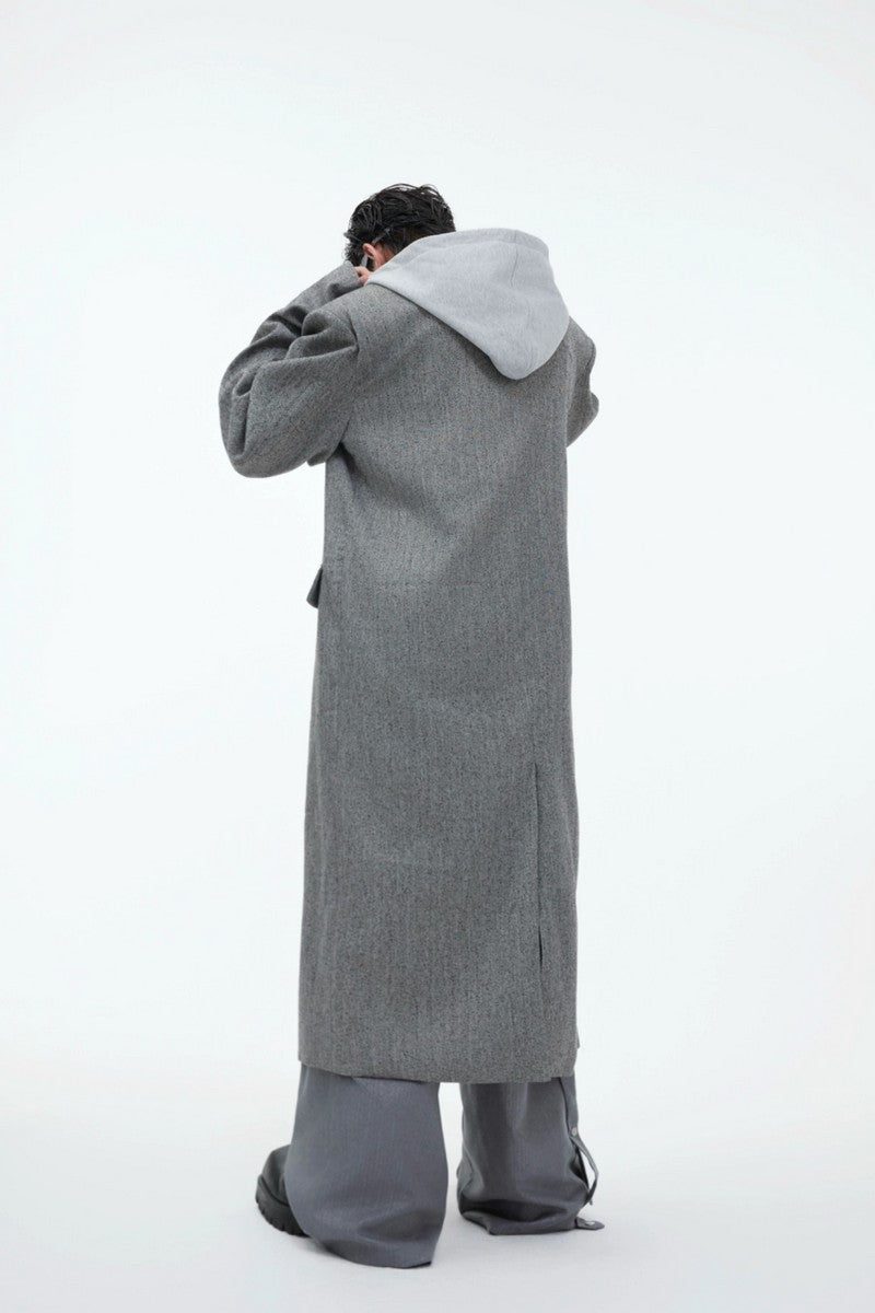 Oversized Hooded Wool Long Coat