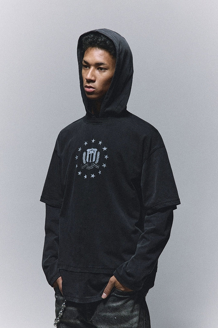 Layered Look Washed Graphic Hoodie