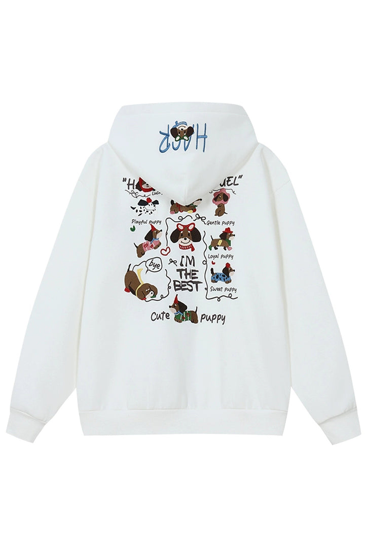 Dog Hand-Drawn Loose Fit Hoodie