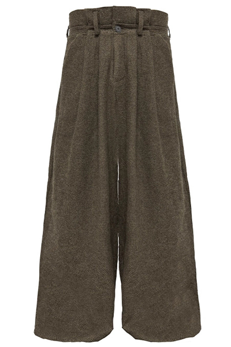 Wool Pleated Origami Pants