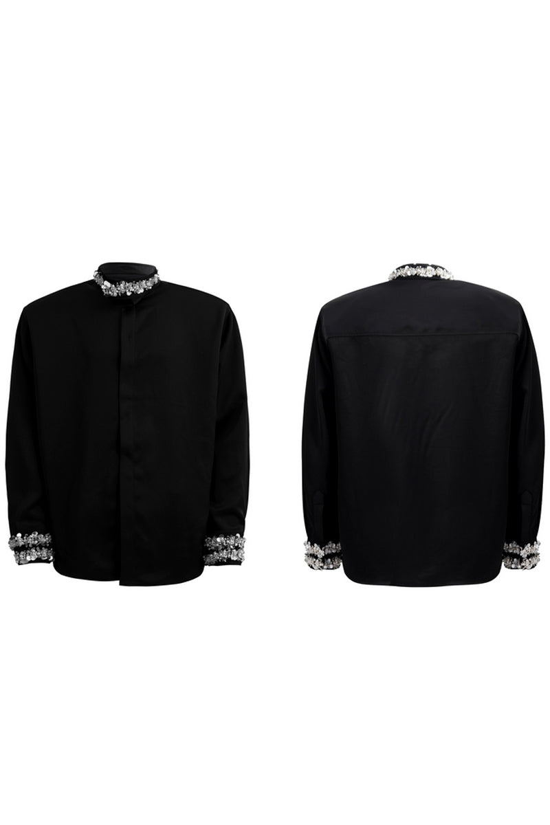 Rhinestone Satin Luxury Shirt