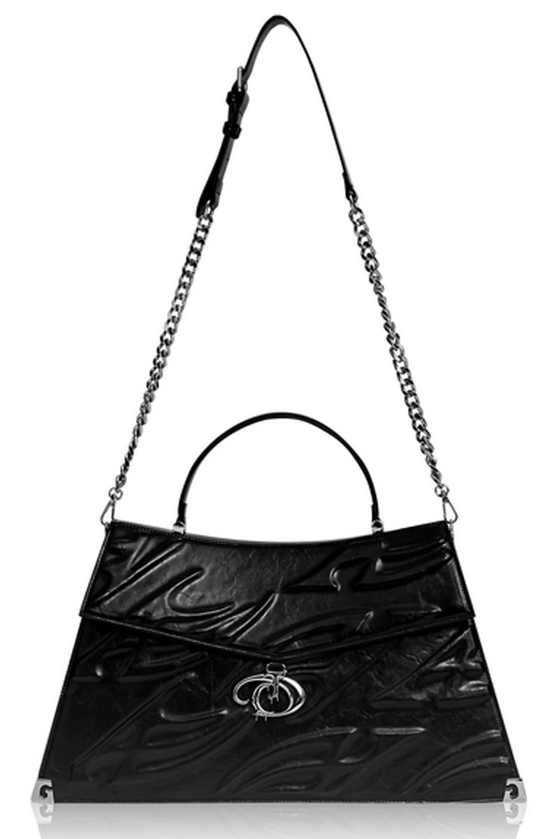 Embossed Metal Buckle Vintage Tote Bag