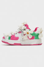 Sherpa Patchwork Flower Sneakers