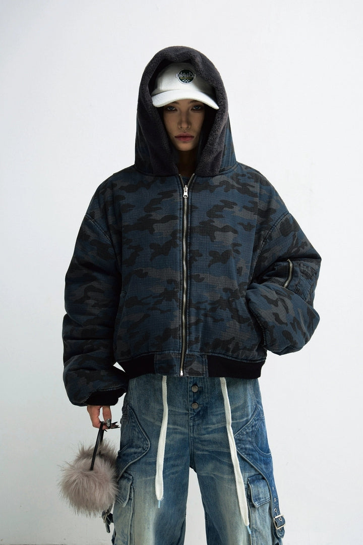 Camo Reversible Short Hooded Jacket