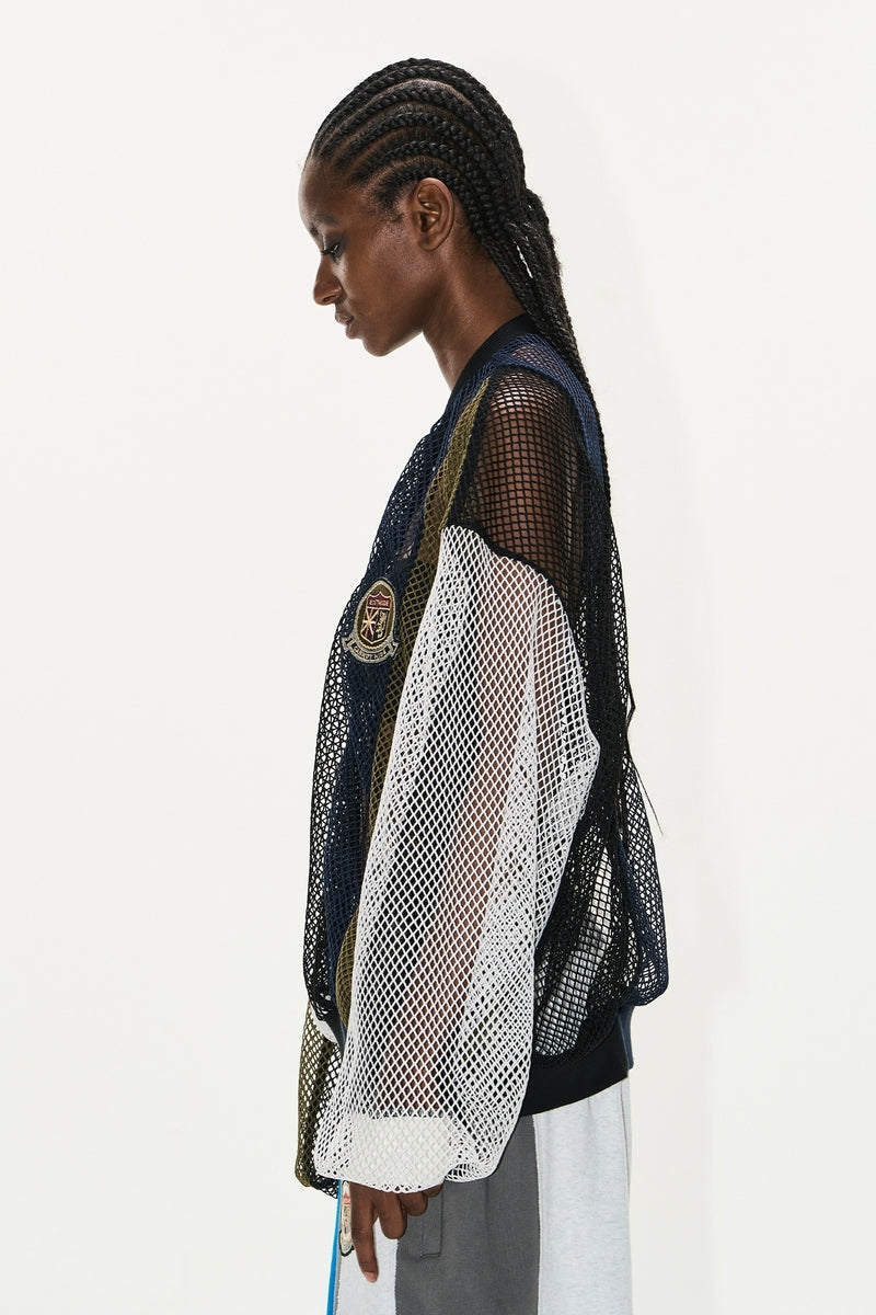 Colorblock Mesh Embroidered Jacket