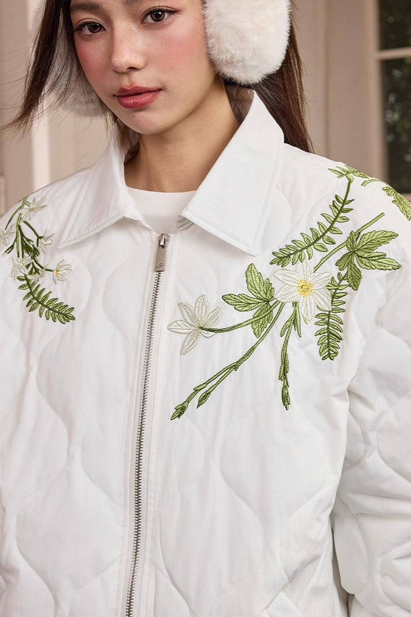 Floral Quilted Embroidery Graphene Jacket