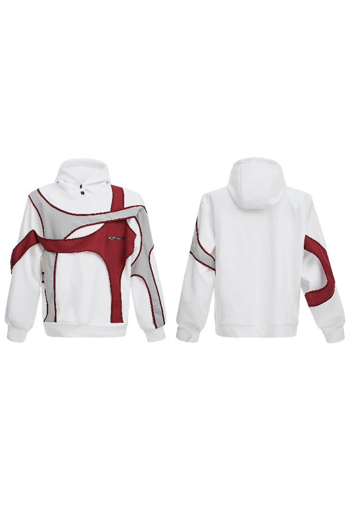 Layered Colorblock Strap Hooded Sweatshirt