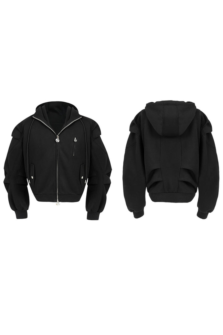 Wrinkled Effect Heavyweight Hooded Zip-Up